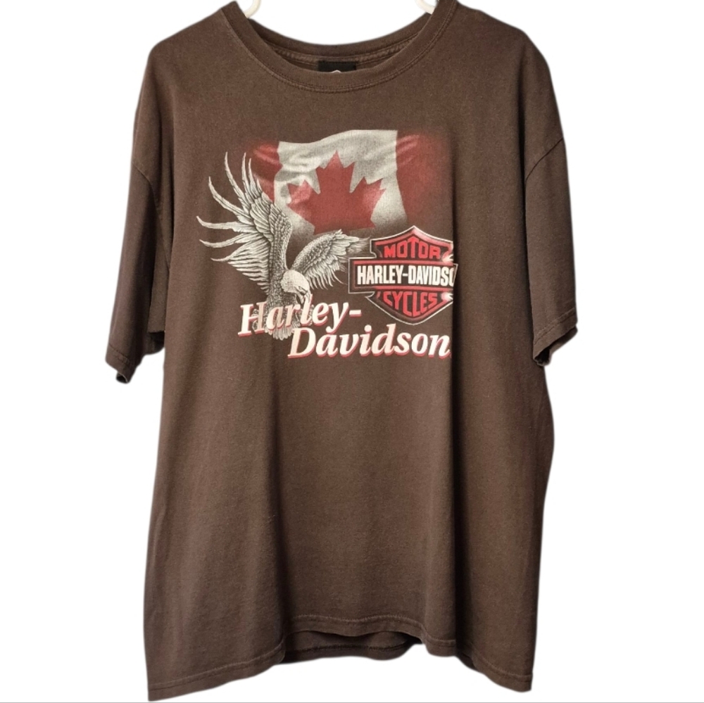 Harley-Davidson Brown Graphic T-Shirt Men's Size Large Cotton